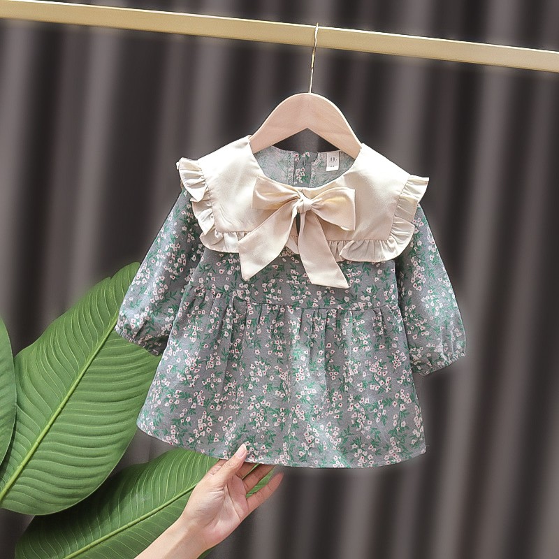 Đầm in họa tiết hoa thời trang mùa xuân xinh xắn mẫu 2021 dành cho bé gái từ 0-4 tuổi