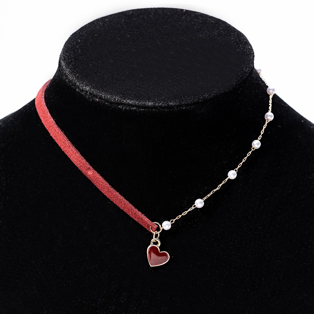 Vòng cổ hợp kim phối nhung đính ngọc trai sang trọng cho nữ