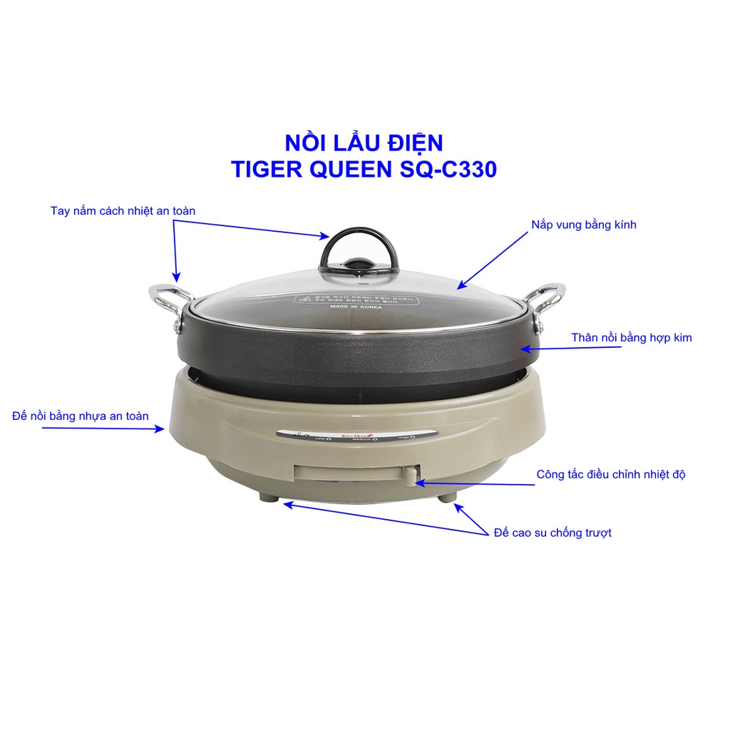 [Mã ELHADEV giảm 4% đơn 300K] Nồi Lẩu Điện Tiger Queen SQ-C330 (4.0 Lít) - Hàng Chính Hãng