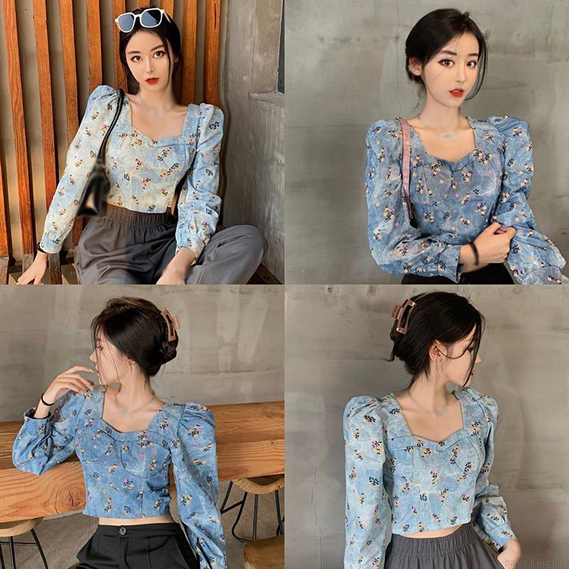 Áo kiểu nữ tay dài cổ vuông phong cách thời trang quyến rũ cho phái nữ | BigBuy360 - bigbuy360.vn