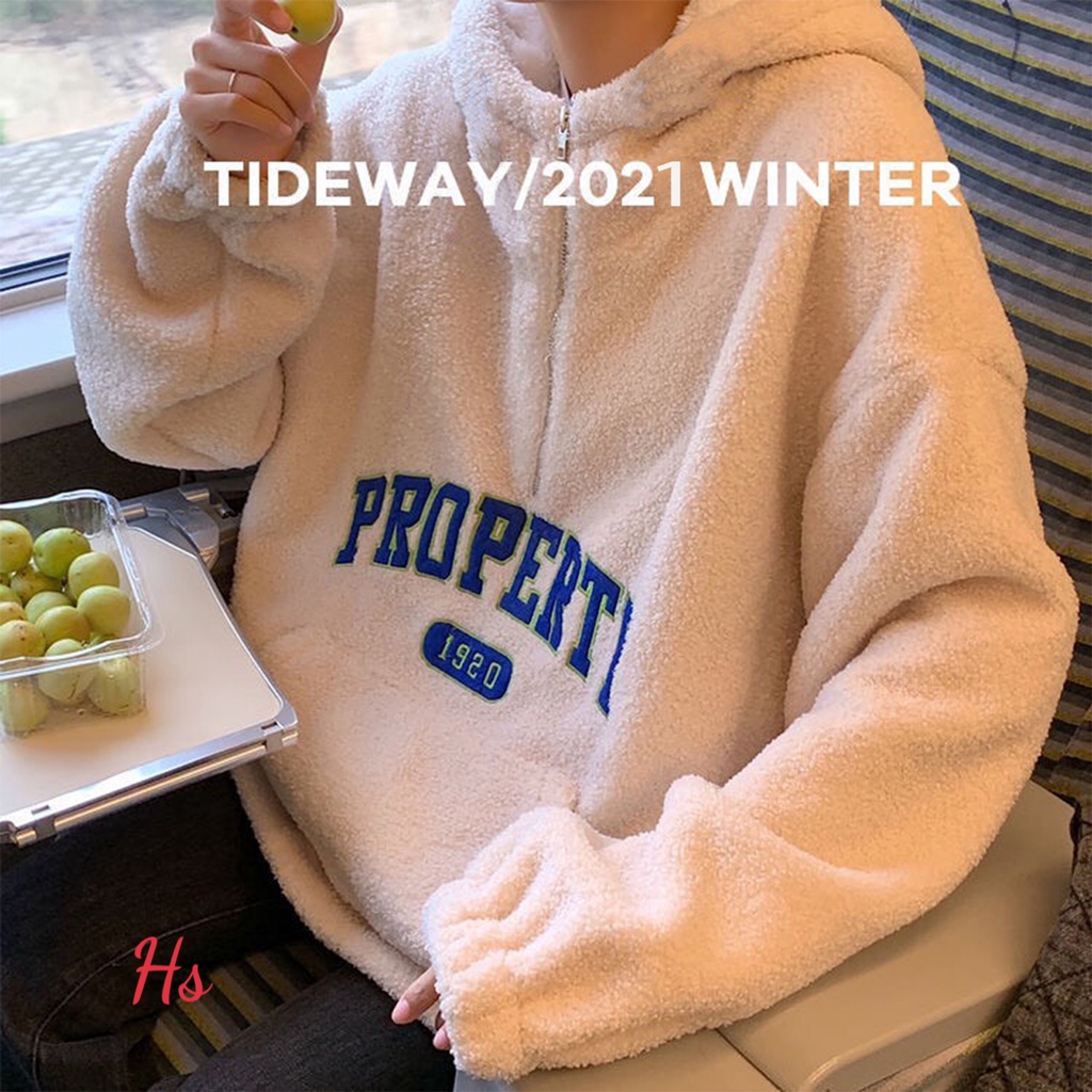 Áo Hoodie Lông Cổ Khóa 1920 🦋 Áo Khoác Unisex Dáng Rộng Chữ Thêu 2 Màu | BigBuy360 - bigbuy360.vn