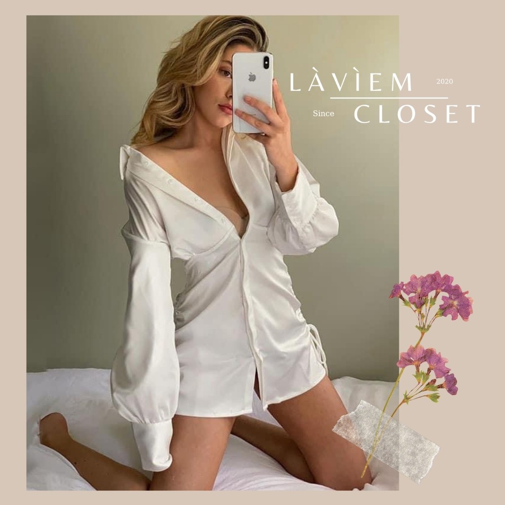 Váy đầm sơmi trắng dáng dài qua gối tay dài form suông thắt eo phong cách hàn quốc ôm body sexy quyến rũ | BigBuy360 - bigbuy360.vn