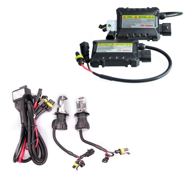 Set 2 bóng đèn pha xenon 55W H4 HID kèm bộ chấn lưu và phụ kiện lắp đặt dành cho ô tô