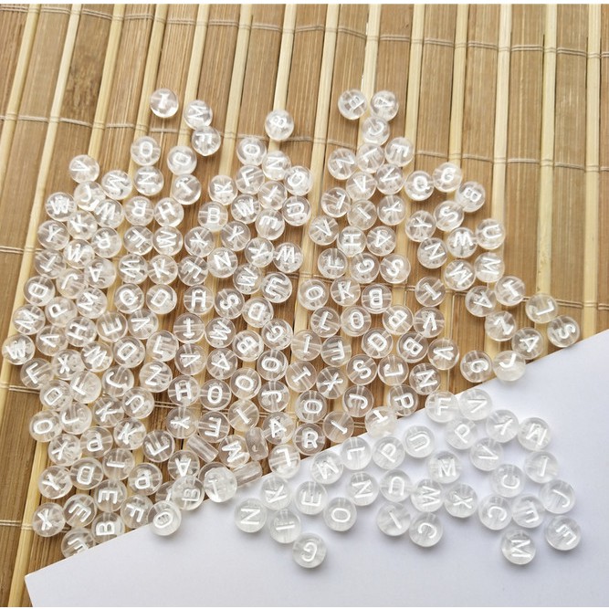 Set 100 hạt xỏ lỗ hình oval 4x7mm 26 chữ cái dùng làm trang sức thủ công