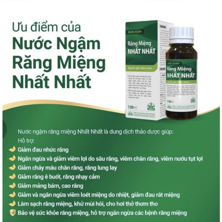 RĂNG MIỆNG NHẤT NHẤT - NƯỚC NGẬM THẢO DƯỢC HỔ TRỢ GIẢM ĐAU RĂNG, NHIỆT MIỆNG