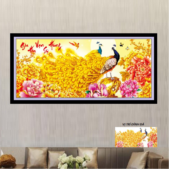 Tranh đính đá Gia Hòa Vạn Sự Hưng LV265, Kích thước 108x50cm