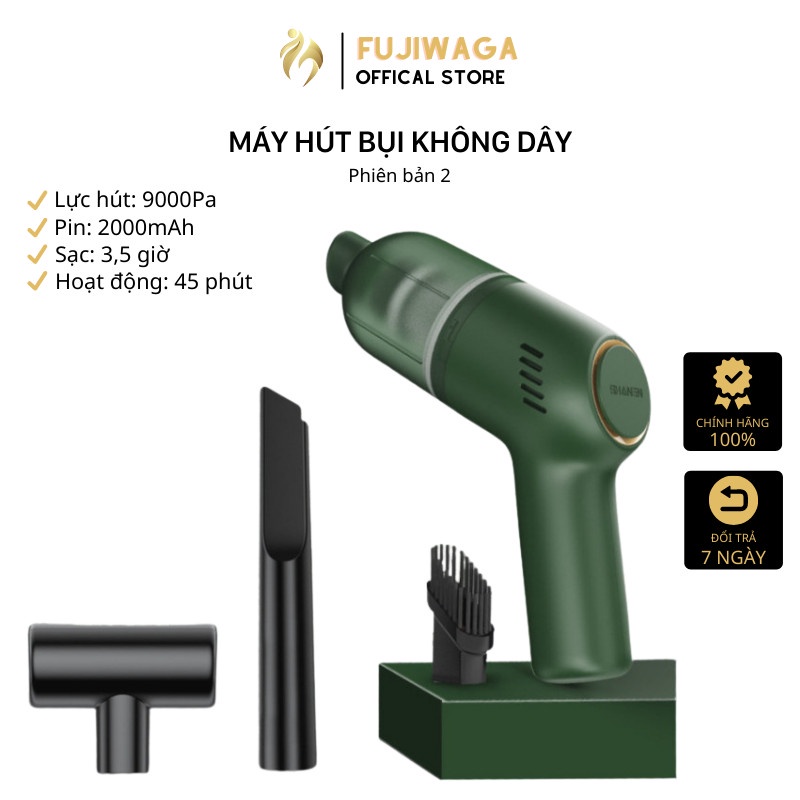 Máy hút bụi nệm mini cầm tay không dây FujiWaga-Hút bụi giường, thảm, sofa, hút bụi ô tô, hút lông chó mèo–phiên bản mới