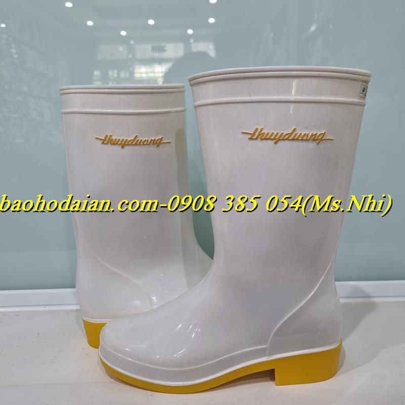 Ủng nhựa công nhân chính hãng Thùy Dương- Màu Trắng Đê Vàng - 287 (Kèm Hình Thật)
