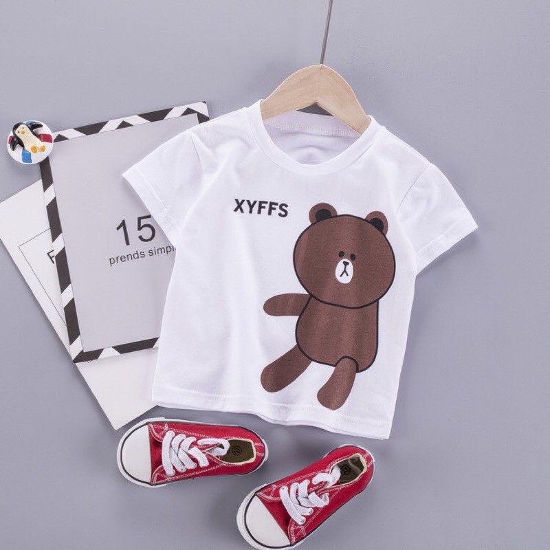 Áo Phông Cộc Tay Hình Gấu Cho Bé 7-18kg