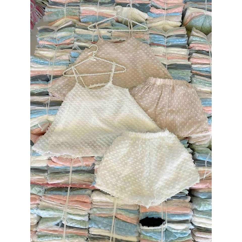 (Sale FreeShip) Đồ bộ nữ,bộ 2 dây from babydoll kèm quần chất xô 2 lớp hàng loại 1,diện đi đâu cũng đẹp
