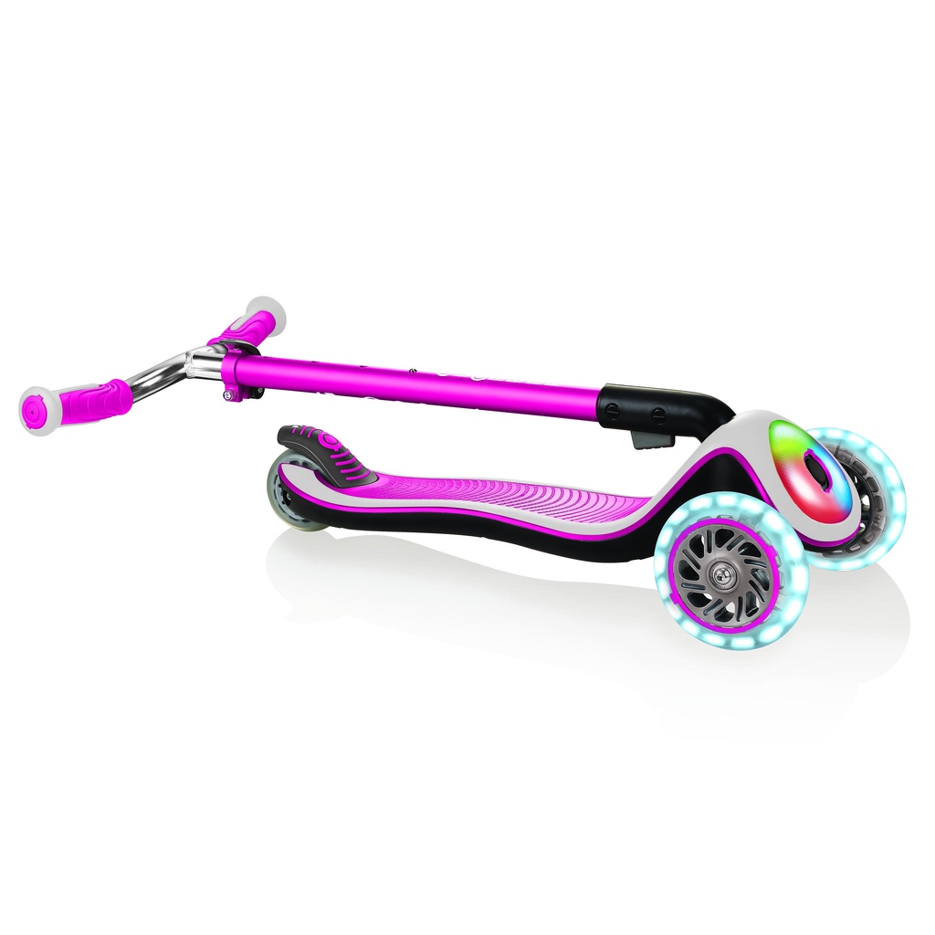 Xe trượt scooter 3 bánh gấp gọn có bánh xe và mặt trước phát sáng Globber Elite Prime cho trẻ em từ 3 đến 9 tuổi - Hồng