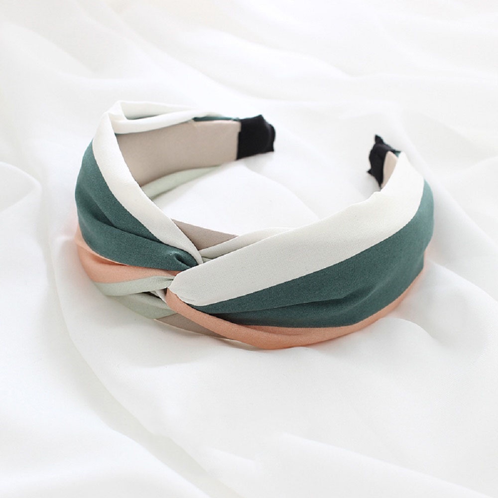 Băng Đô Cài Tóc Bản Rộng Họa Tiết Kẻ Sọc Nhiều Màu Chống Trượt Thời Trang Cho Nữ