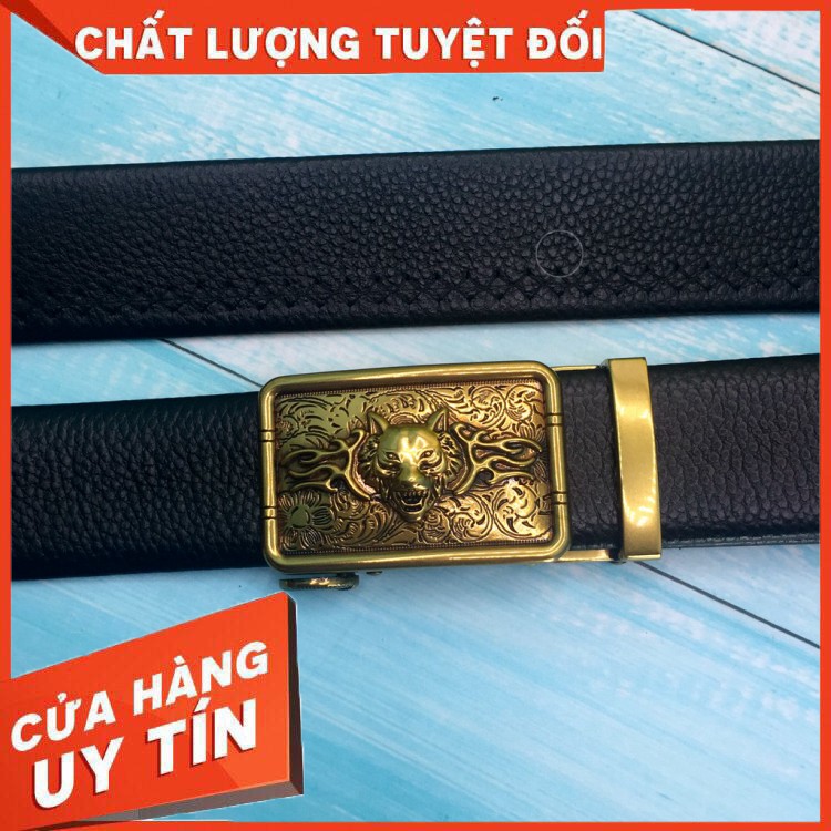 HÀNG NHẬP KHẨU -  Thắt lưng nam NP259 da bò lớp 1 bền đẹp, mặt 3D cực đẹp được làm bằng hợp kim cao cấp mạ màu vàng đồng