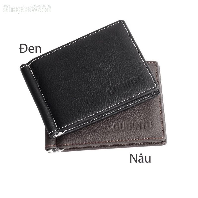 Ví kẹp tiền nam làm bằng da bò thật 100% có vị trí để thẻ card và tiền xu