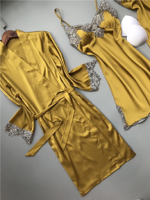 💥❤️HOT HOT💋✨QQ4336 cobom váy ngủ 4 sản phẩm - đồ ngủ lụa satin cao cấp | BigBuy360 - bigbuy360.vn