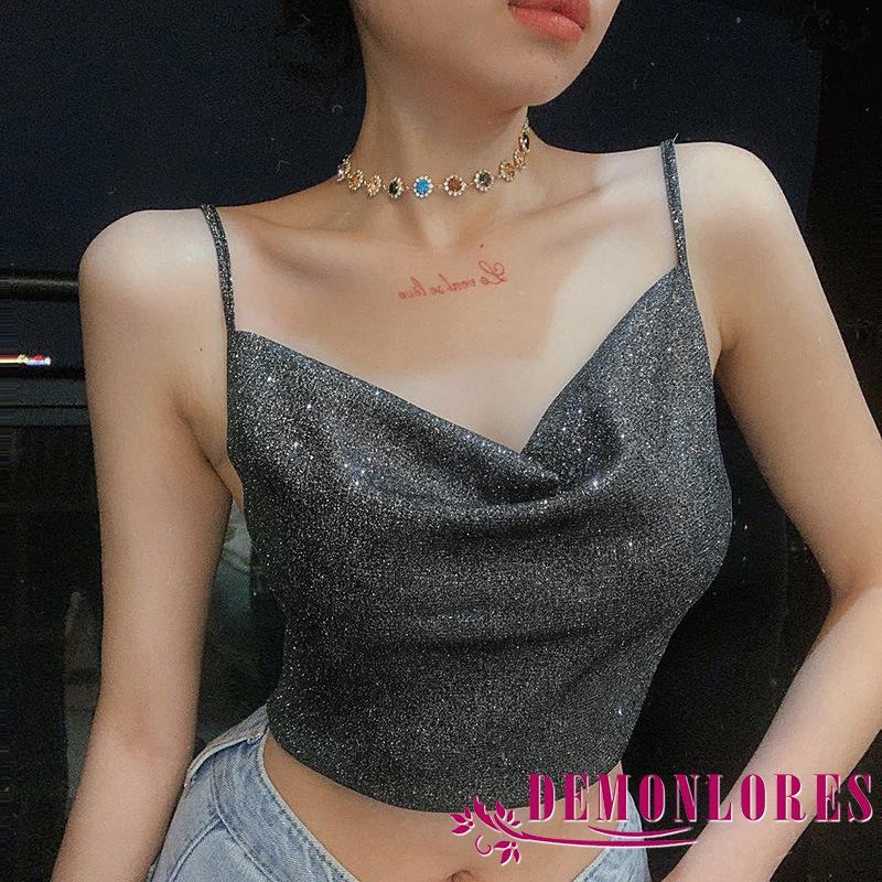Áo lửng hai dây cổ đổ gợi cảm thời trang cho nữ