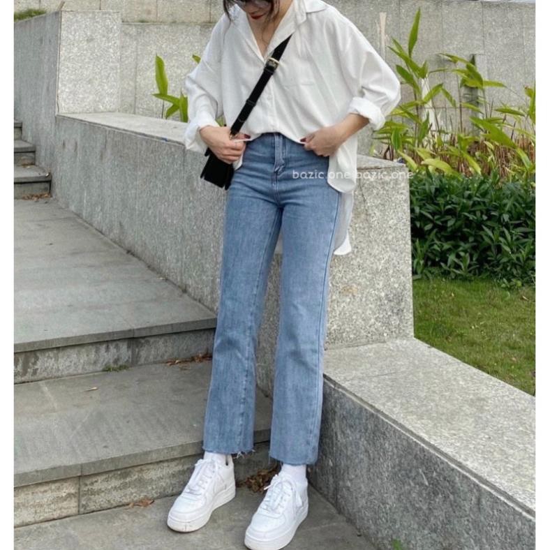 Jeans Ống Đứng Cạp Cao, Form Vừa- Hàng Quảng Châu Ulzzang  [ẢNH THẬT]