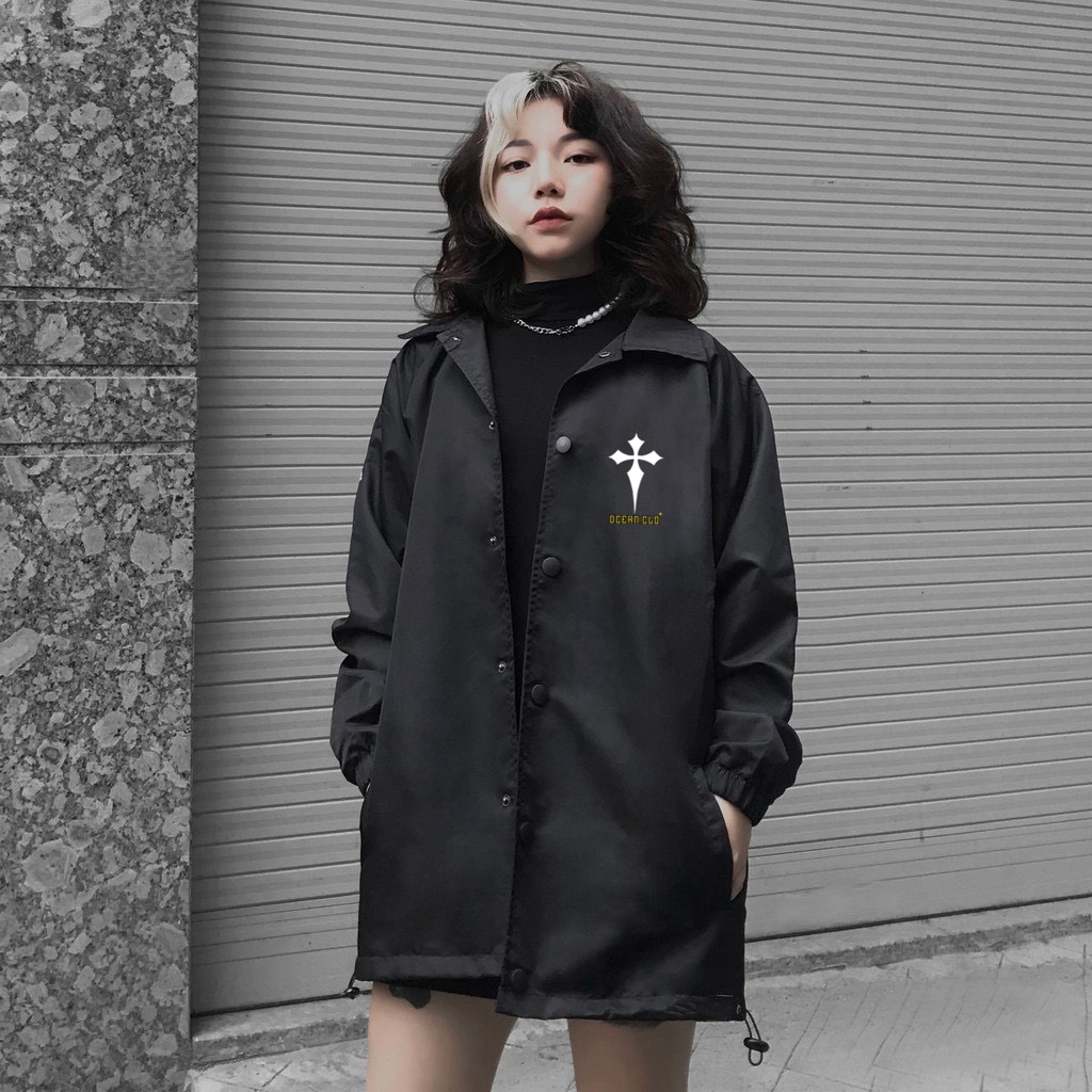 Áo khoác jacket CROSS OCEAN dù 2 lớp Local Brand unisex - Áo khoác nam nữ Ullzang Basic có form rộng XL - OCEAN.CLO