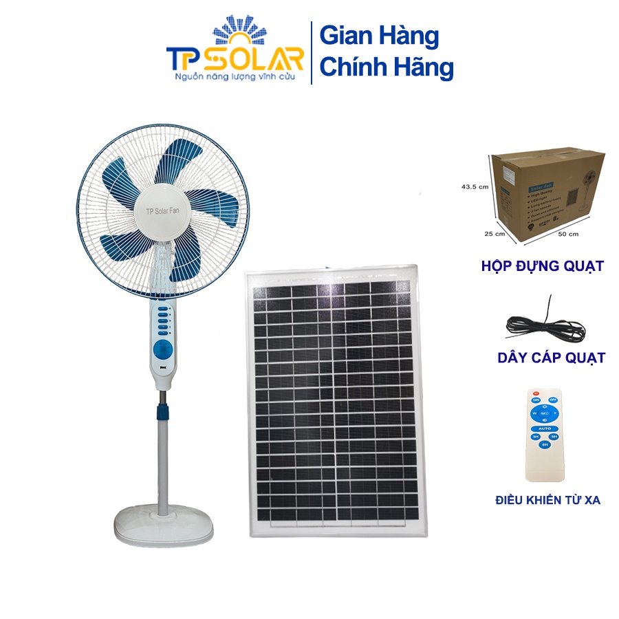 Quạt Năng Lượng Mặt Trời TP Solar TP-Q188 Công Suất 25W Tích Hợp Đèn Ngủ, Pin Chống Chai