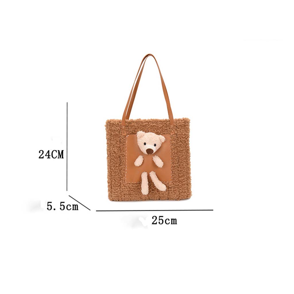 Túi handmade, Túi tự đan len xù Vuông kèm gấu LEN05 có video hướng dẫn Kawaii_Handmade