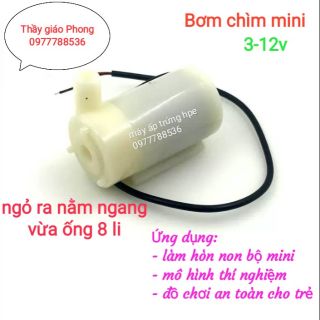 Bơm chìm mini 3-12v ngỏ bơm nằm ngang