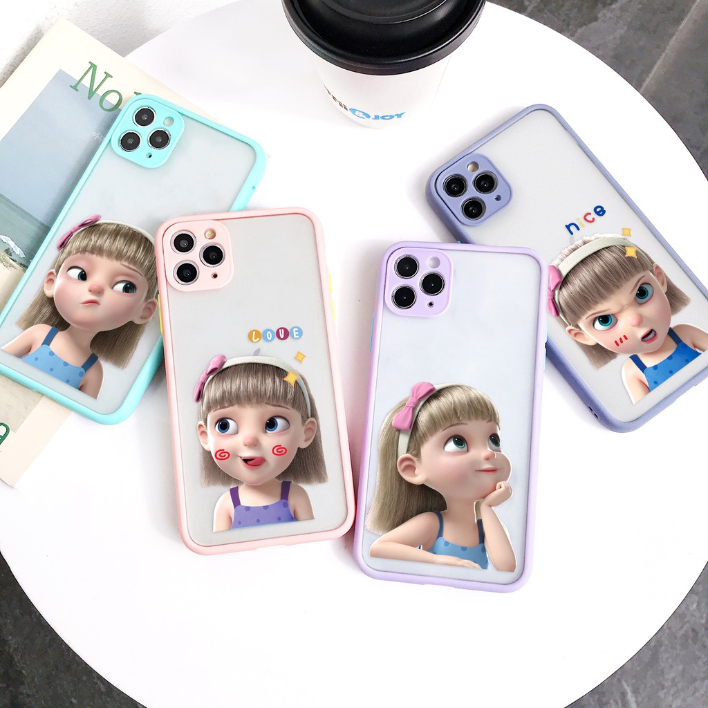 Ốp lưng iphone Baby Girl nhám viền nổi cong 5/5s/6/6plus/6s/6splus/7/7plus/8/8plus/x/xr/xs/11/12/pro/max/plus/promax