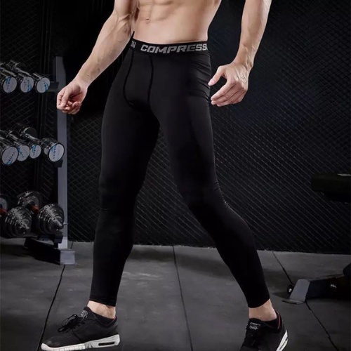 Quần giữ nhiệt nam, quần legging combat pro tập gym, đá bóng, bóng rổ dáng dài màu đen GYGA