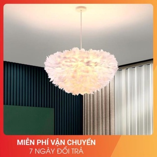Đèn chùm ERVAI lông vũ cao cấp, sang trọng loại 45cm với 3 chế độ ánh sáng - kèm bóng LED chuyên dụng [ẢNH THẬT 100%]