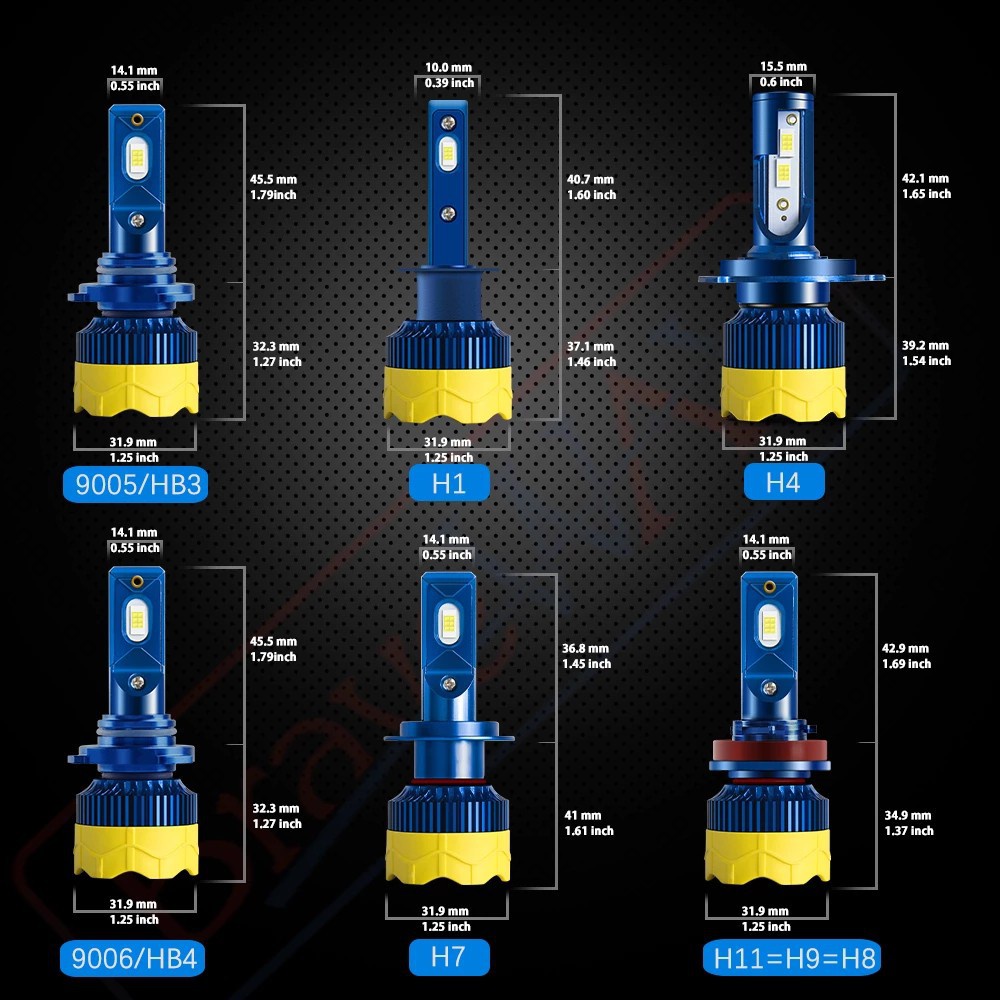 UNI-SHINE Đèn pha siêu sáng Turbo LED H1 H4 H7 H11 Đèn pha LED ô tô Phụ kiện ô tô Ánh sáng sương mù 6500K Đèn LED tự động 12V 20000LM