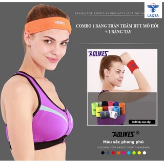 COMBO BĂNG ĐEO TAY, BĂNG ĐEO TRÁN THẤM MỒ HÔI LAQTA- 2019 (1 Băng đầu + 1 Băng tay) -sport