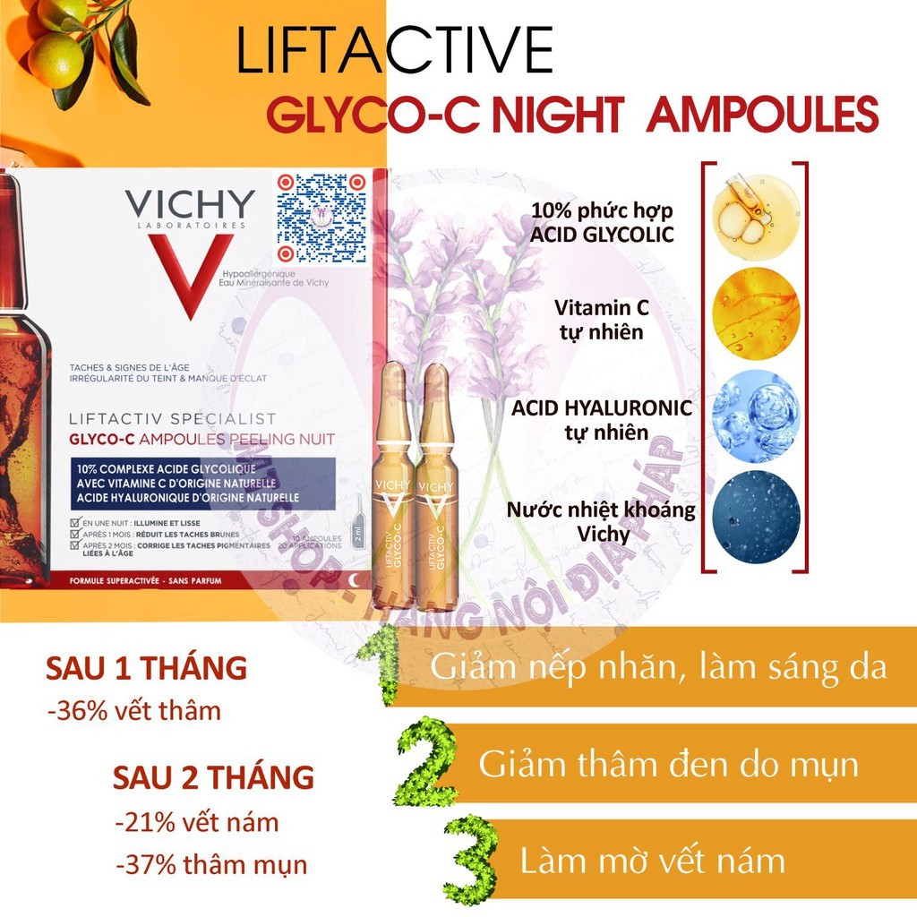 [TEM CTY] VICHY Liftactiv Specialist GLYCO C NIGHT PEEL Ampoules 2ml x 10 o - Tinh Chất Glyco-C Giảm Thâm Nám LàmSáng Da