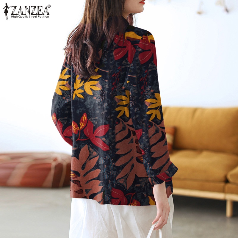 Áo khoác blazer ZANZEA dáng rộng tay dài bằng cotton có ve áo cho nữ | BigBuy360 - bigbuy360.vn