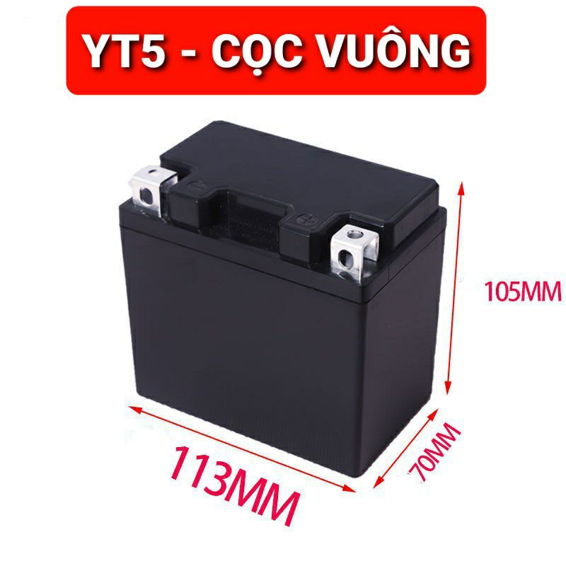 Achun.vn - VỎ BÌNH ẮC QUY XE MÁY (KHÔNG PIN) - NHỰA ABS CHỐNG CHÁY YT4/YT5...