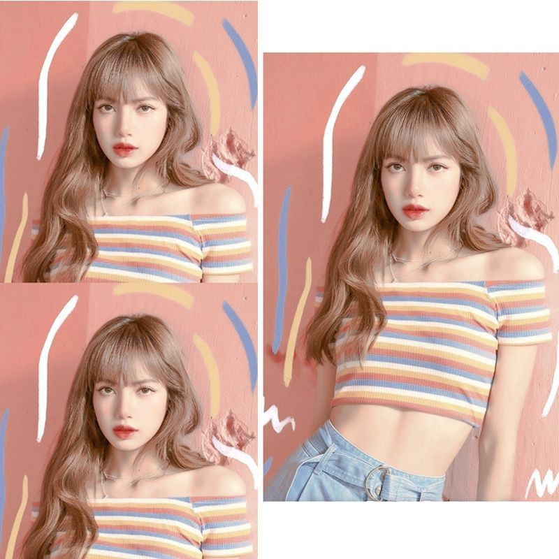 [ORDER] Áo croptop trễ vai cầu vồng cheap moment với BLACKPINK Lisa (MS06) - Có ảnh thật