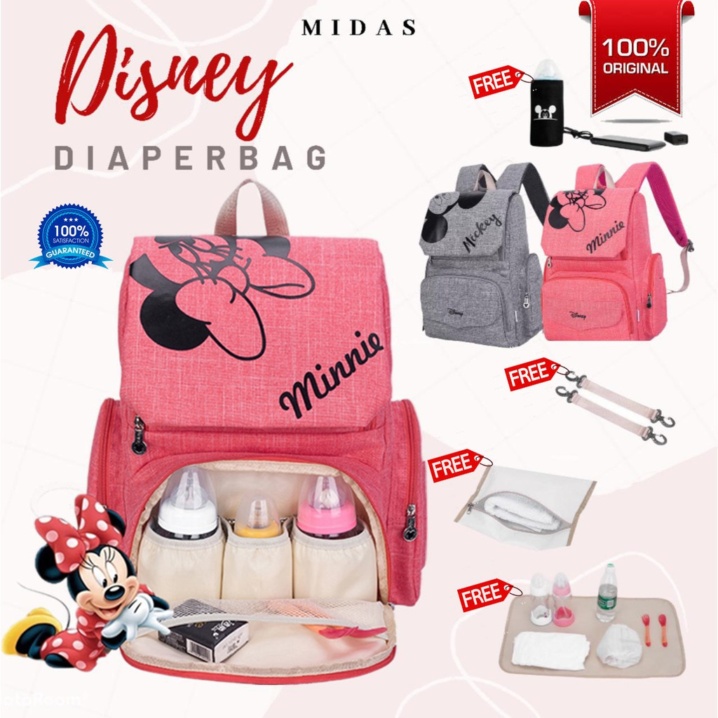 Disney Mickey Minnie Túi đựng tã cho mẹ Bolso Túi xe đẩy công suất lớn Túi xác ướp dành cho phụ nữ Túi thiết kế cho con bú