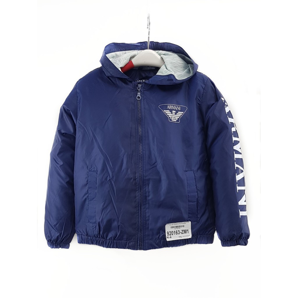 920163-zm3- Áo gió bé trai dài tay, xanh dương, kèm nón, size 8-12, made in Việt Nam