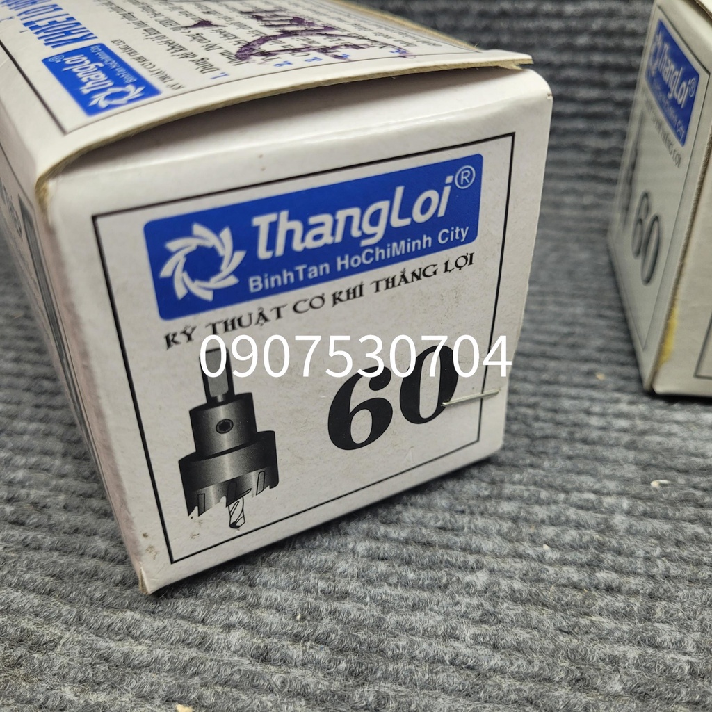Mũi khoét lỗ sắt, inox thép răng hợp kim phi 60mm Thắng Lợi