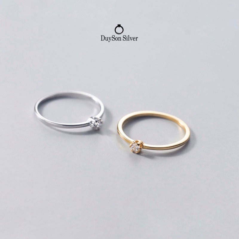 Nhẫn bạc nữ basic, nhẫn bạc 925 đính đá nhỏ đẹp đơn giản DUYSON SILVER