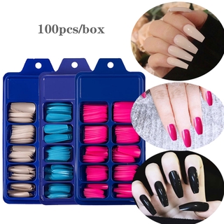 Hộp 100 Móng Tay Giả Trong Suốt/ Màu Trắng/ Trắng Tự Nhiên