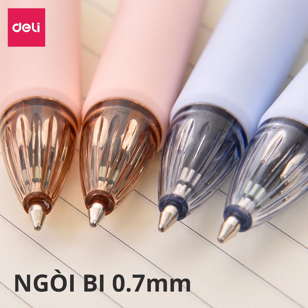 Bút bi nhiều màu Deli - 0.7mm - 4 màu mực - Vỏ thiết kế hoa - 1 chiếc - S311