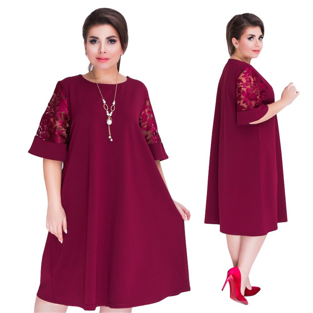 Đầm nữ suông tay ngắn phối ren thời trang | BigBuy360 - bigbuy360.vn