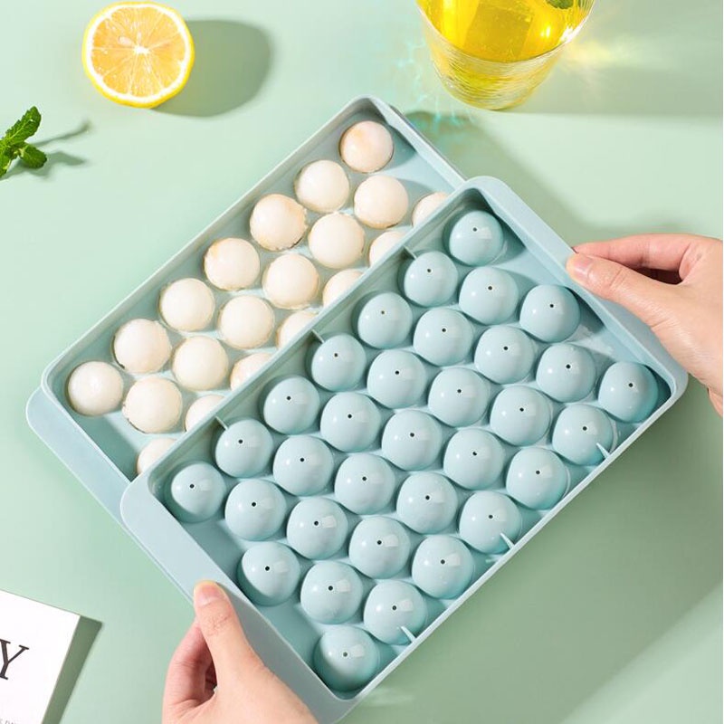 Khuôn Silicone Cấp Thực Phẩm Làm Đá Hình Cầu Nhỏ Có Nắp Đậy