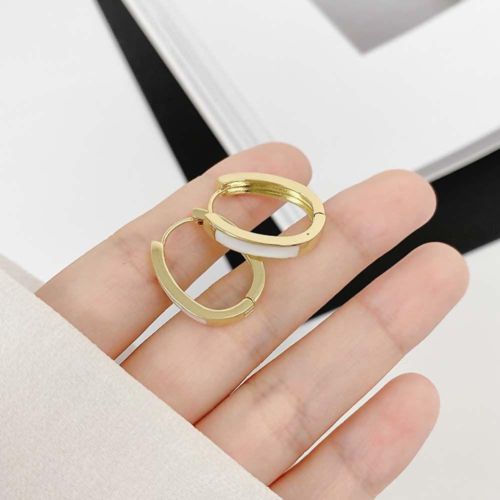 Bông Tai Hình Oval / Tròn Đơn Giản Thời Trang Cho Nữ