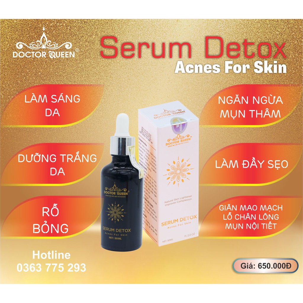 SERUM DETOX MỤN DOCTOR QUEEN - (Ngừa tất cả các loại mụn,thâm,..đào thải phục hồi tái tạo da,da yếu, giãn mao mạch,...)