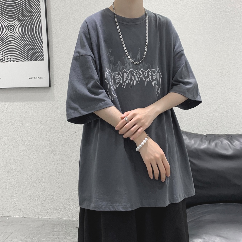 Áo Thun Nam Ngắn Tay Cổ Tròn In Chữ Phong Cách Hip hop Thời Trang Size M-5XL