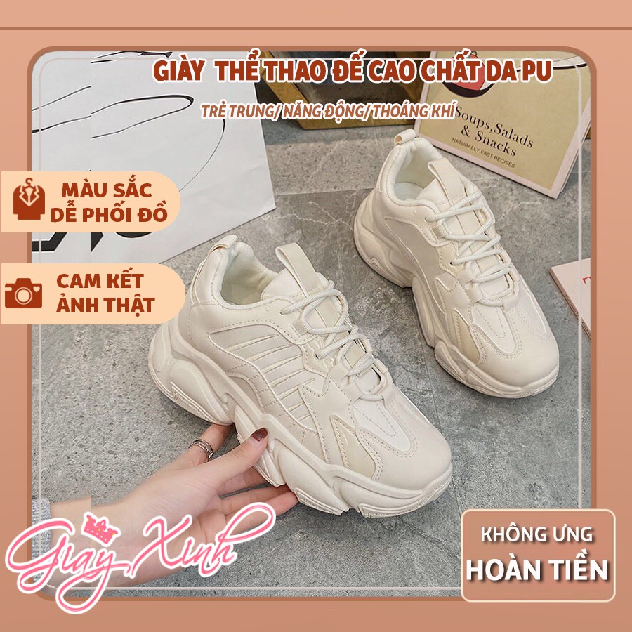 Giày thể thao nữ da PU,Giày Nữ Ulzzang Thể Thao Độn Đế Cao 5cm kiểu dáng cực trẻ trung năng động
