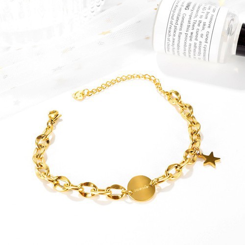 Lắc Tay Dây Xích Mặt Tròn Và Ngôi Sao Titan Ko Đen TT 3477