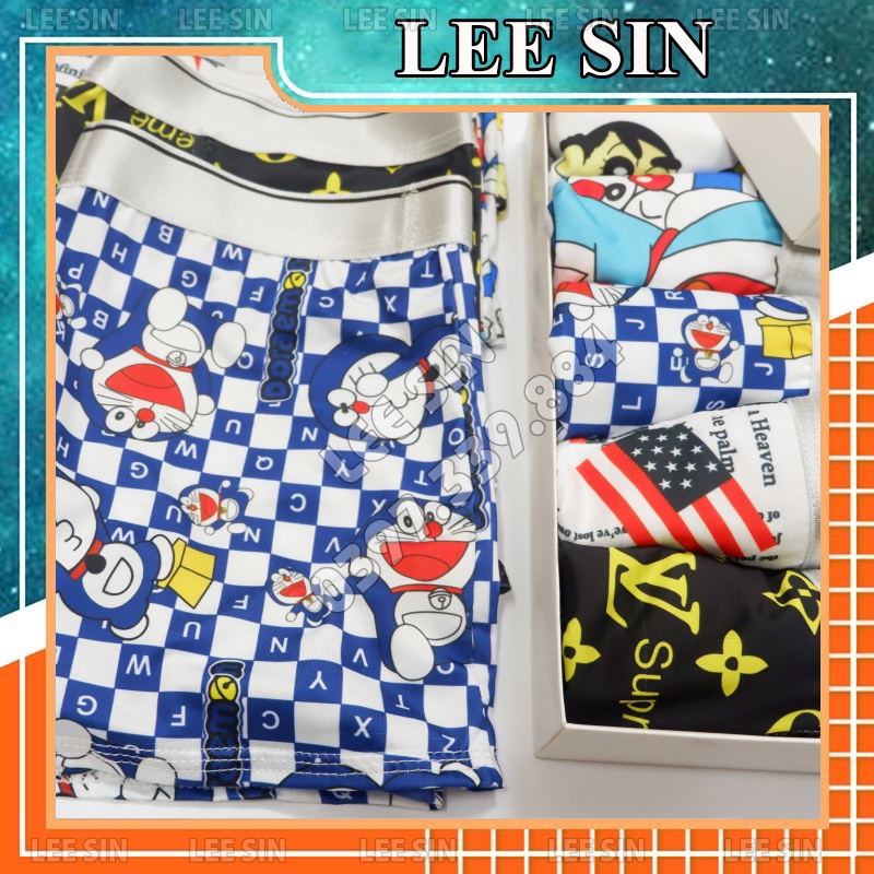 Quần lót nam in hình thun lạnh, quần sịp nam đùi thun lạnh hoạt hình doremon, shin, ...