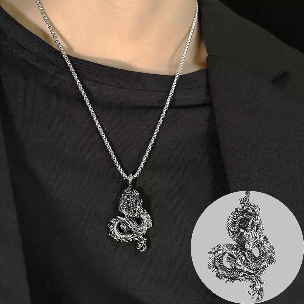 Vòng cổ Thép Titan Mặt Rồng Phong Cách Hip Hop Thời Trang Cho Nam Và Nữ