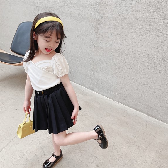 Áo kiểu tay bèo màu trơn thiết kế thời trang dành cho bé gái